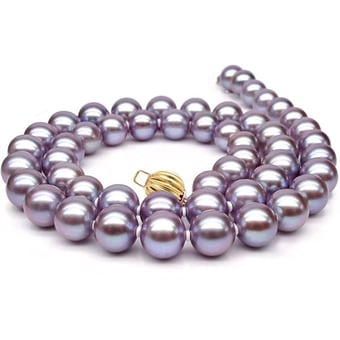 Collier perles lavandes. Perle culture eau douce 7.5/8mm