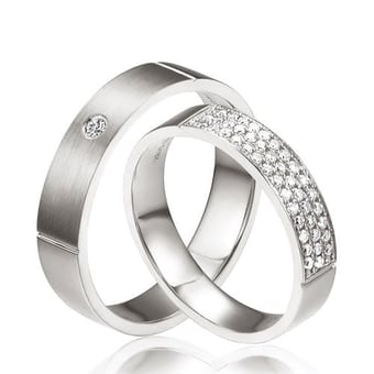 Alliances Platine Couple - Sertissage diamants