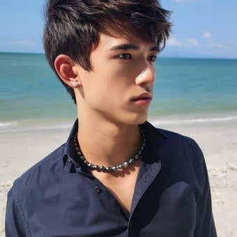 Collier Horizon Noir en Perle de Tahiti baroque pour homme
