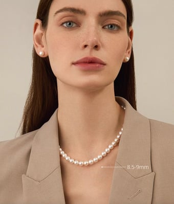 Collier perles fines Akoya - Haute joaillerie - Perle Japon - 8.5/9mm