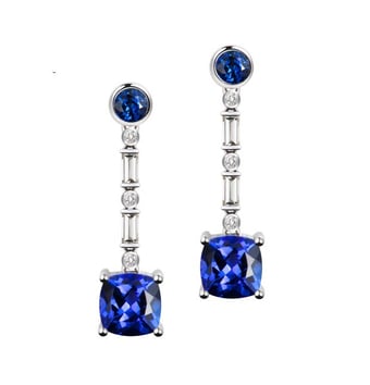 Boucle d oreille Élisabeth Ière - Saphir, diamant & Or blanc