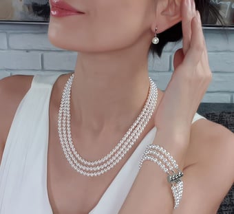 Parure Chabada I Collier, Bracelet & Boucles perles I 5/5.5mm, AAA