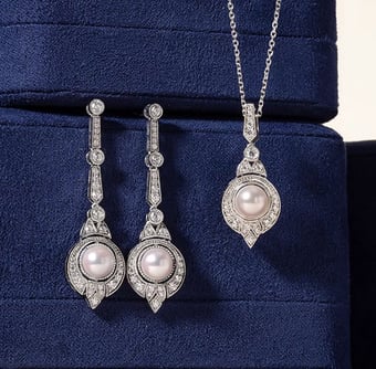 Parure Art Déco Géométria Préciosa – Perles Akoya et Diamants