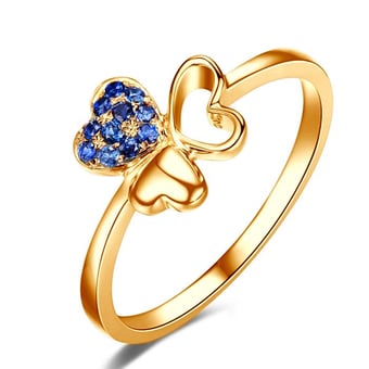 Bague 3 coeurs de trèfle ☘ Or jaune et saphirs bleus