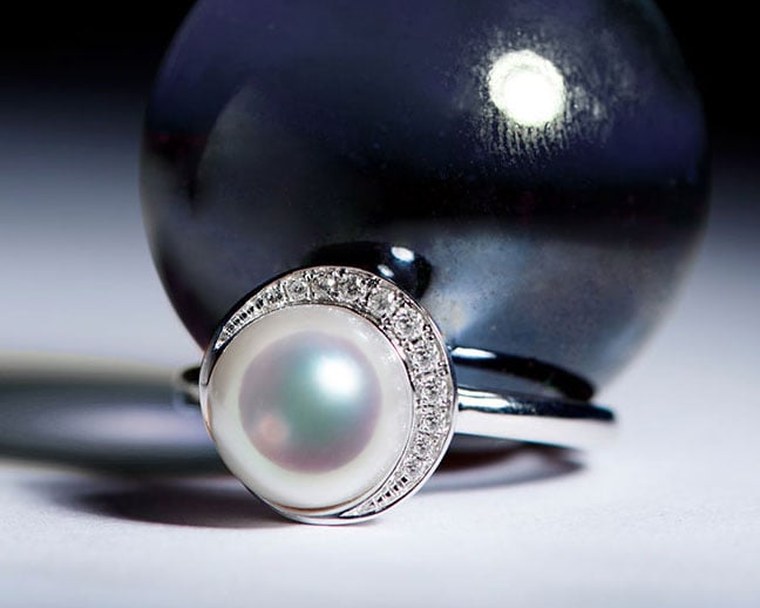 Bague Hinata, perle Akoya et diamants