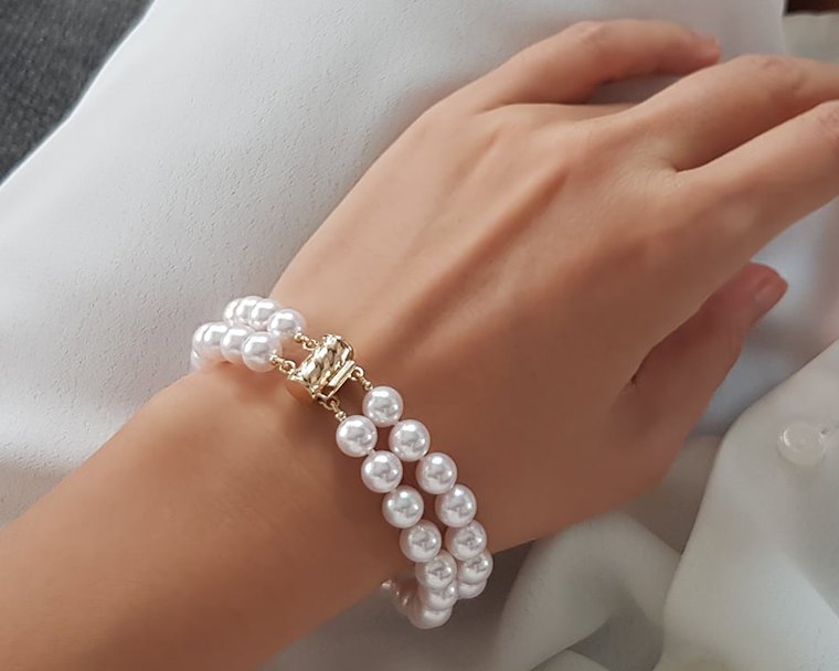 Bracelet Rio, deux rangs de perles Akoya