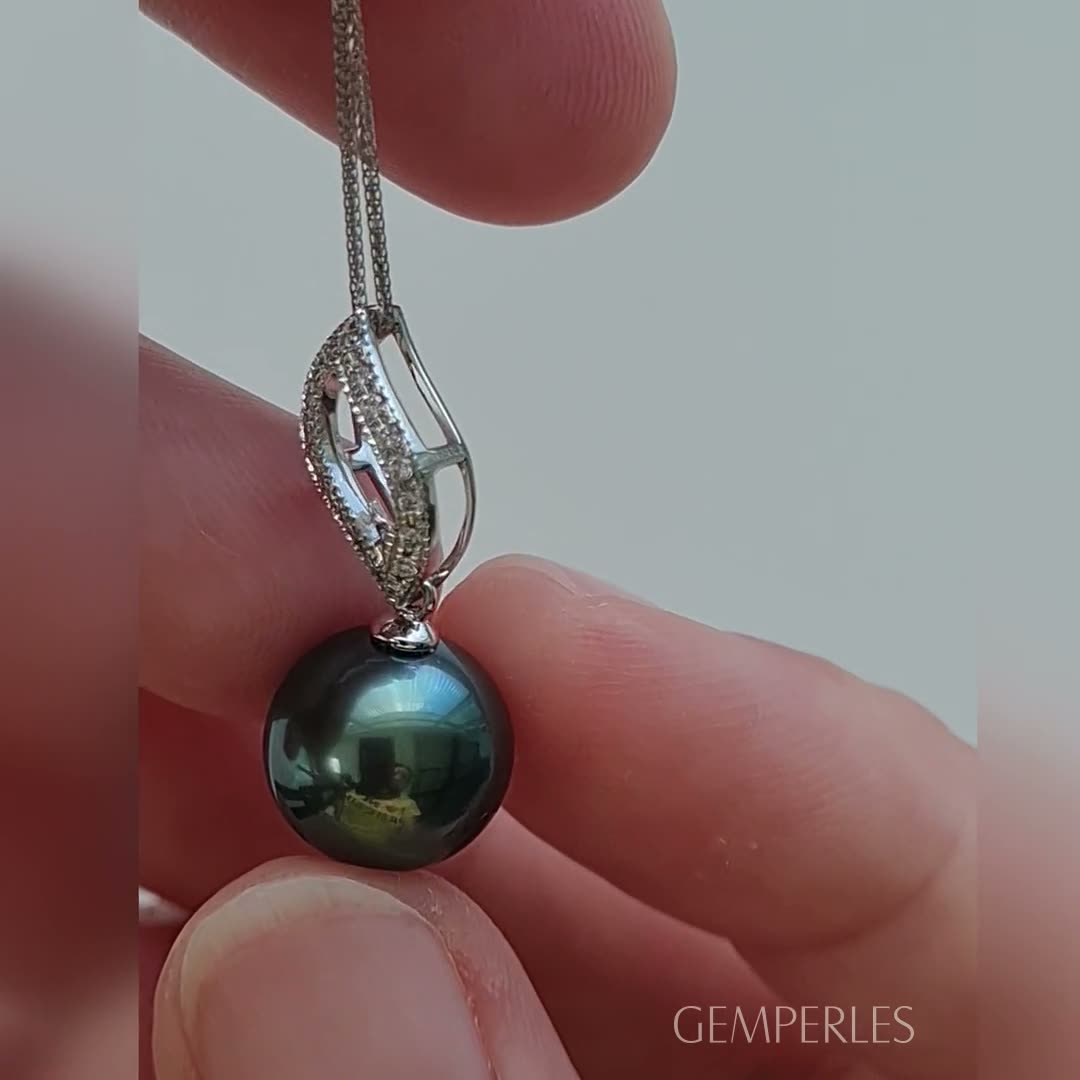 Ciondolo Anegada - Oro Bianco, Diamanti & Perla di Tahiti | Gemperles