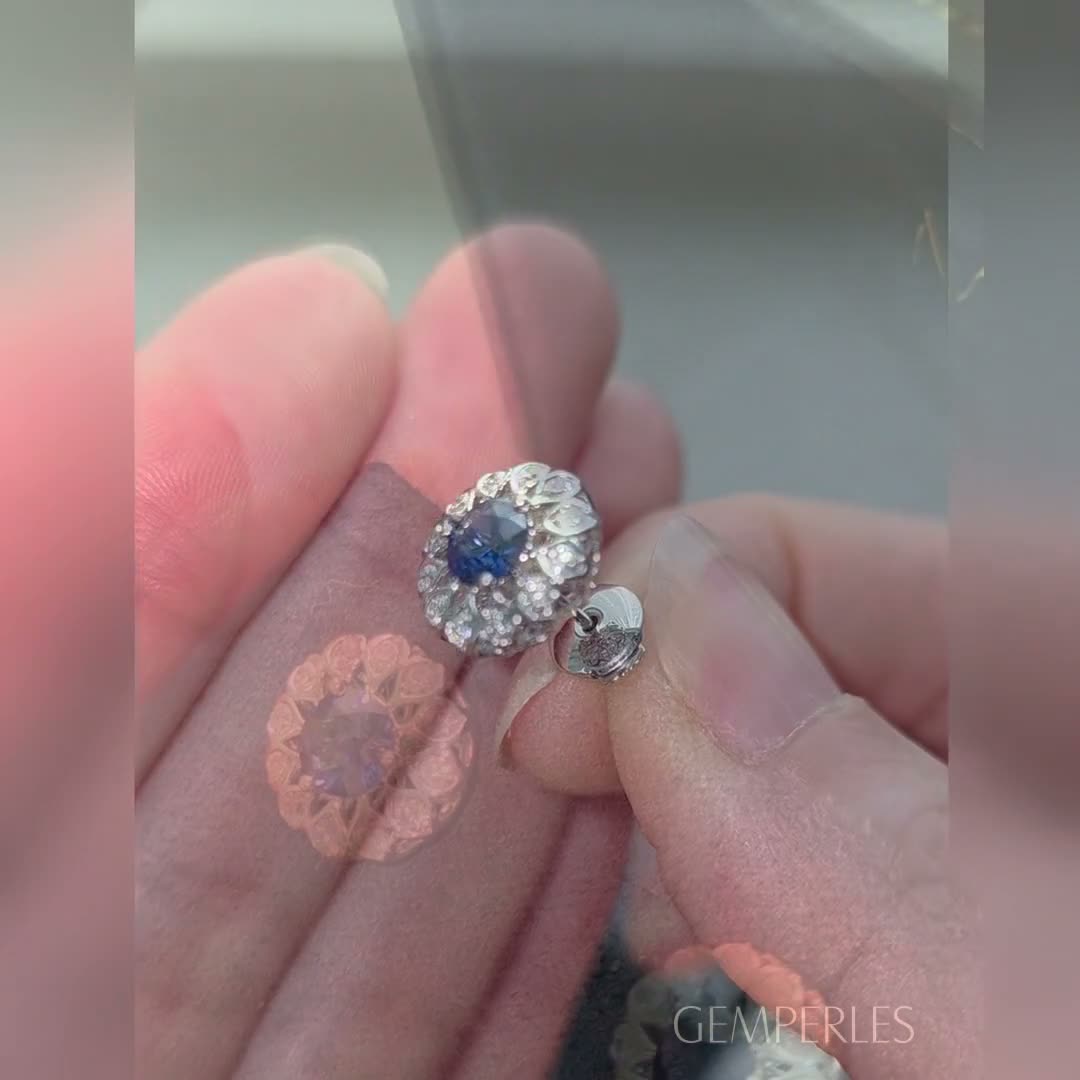 Boucles d’oreilles Bleu de Médicis - Or Blanc, Saphirs & Diamants | Gemperles