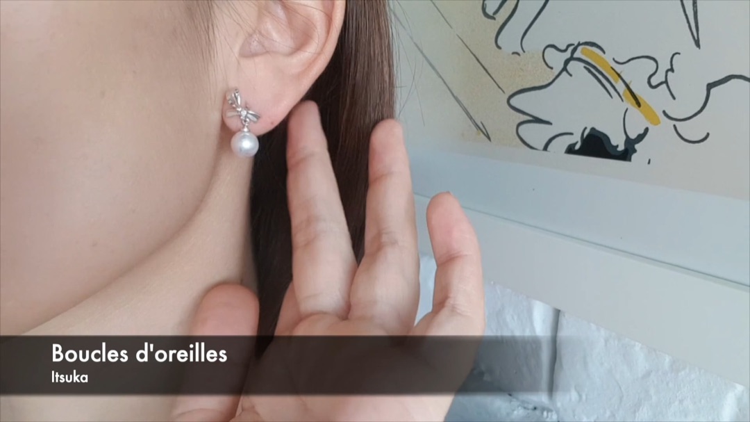 Boucles d'Oreilles Itsuka - Or Blanc & Perles Akoya 7/7.5mm, AAA | Gemperles