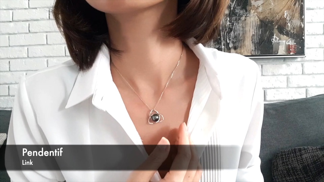 Ciondolo Link - Oro Bianco, Diamanti & Perla di Tahiti 10/11mm, GEMME | Gemperles