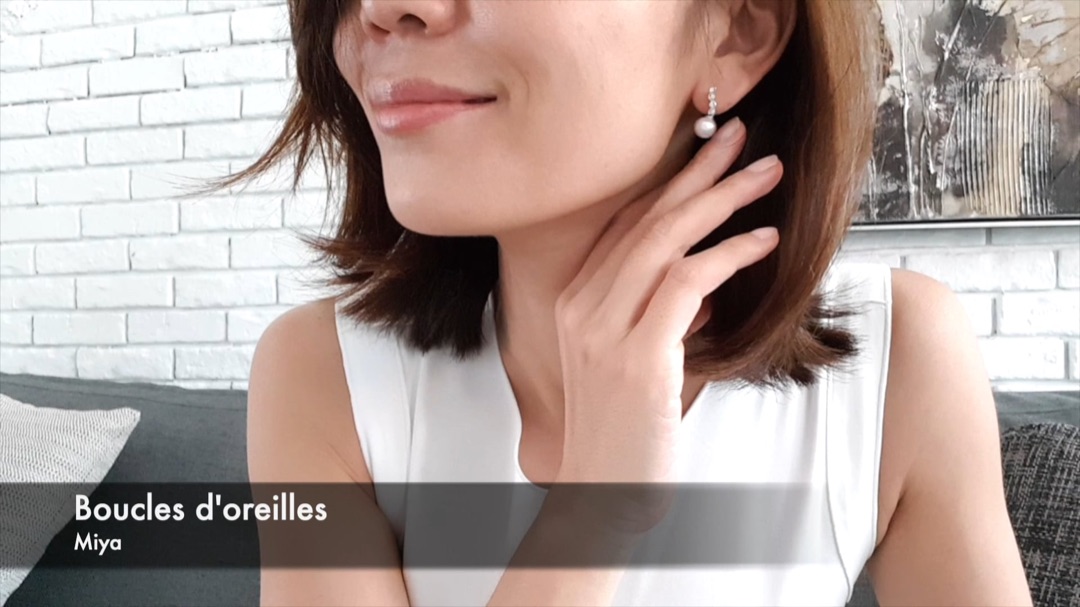 Boucles d'Oreilles Miya - Or Blanc & Perles Akoya 7.5/8mm, AAA | Gemperles