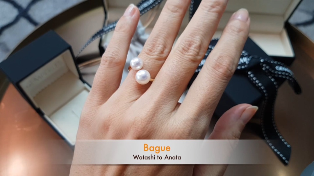 Bague Watashi to Anata - Bague perles Akoya Toi et Moi. Or jaune | Gemperles