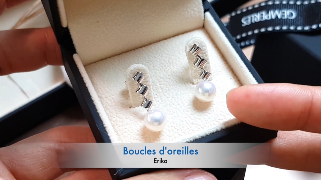 Orecchini Erika - Oro Bianco & Perle Akoya 7/7.5mm, GEMME | Gemperles