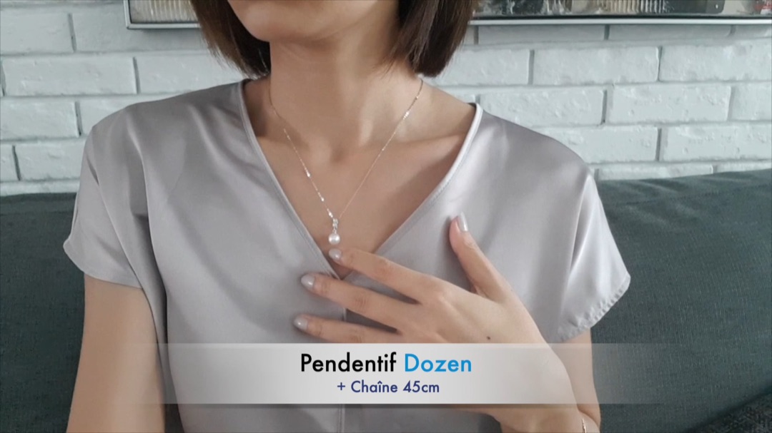 Pendentif Dozen 45cm - Or Blanc & Perle Akoya 8/8.5mm, AAA | Gemperles