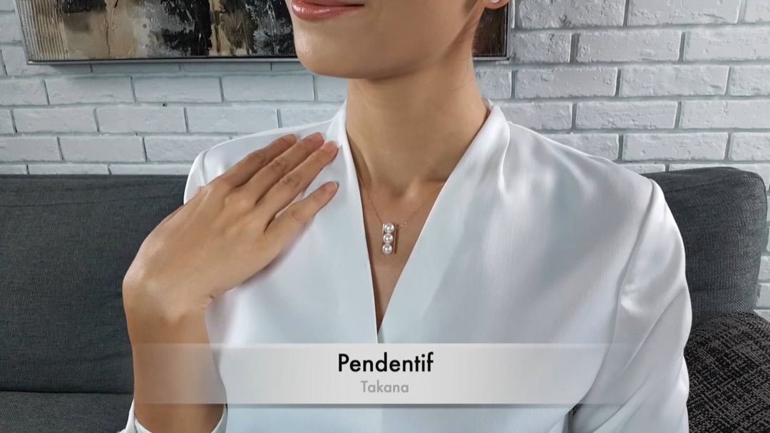 Pendentif Takana - Or Blanc, Diamant & Perle Akoya 7/7.5mm, AAA | Gemperles