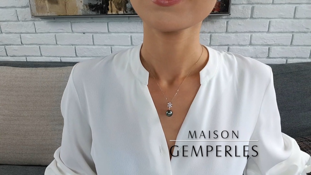 Ciondolo Cap Vert - Oro Bianco & Perla di Tahiti 11/12mm, GEMME I Gemperles