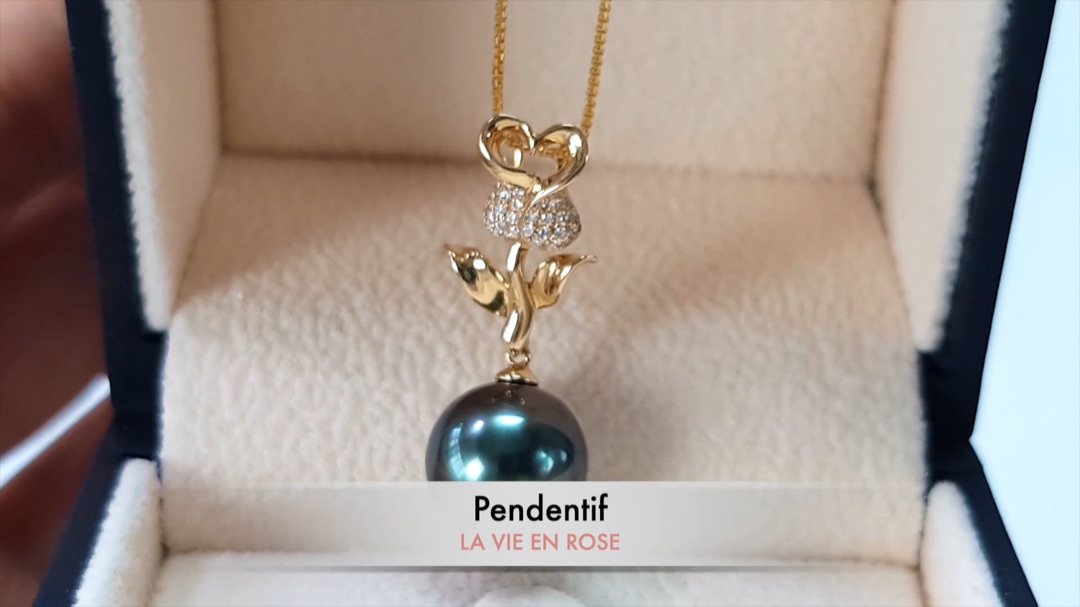 Ciondolo La Vie en Rose - Oro giallo & Perla di Tahiti 10/11mm, GEMME I Gemperles