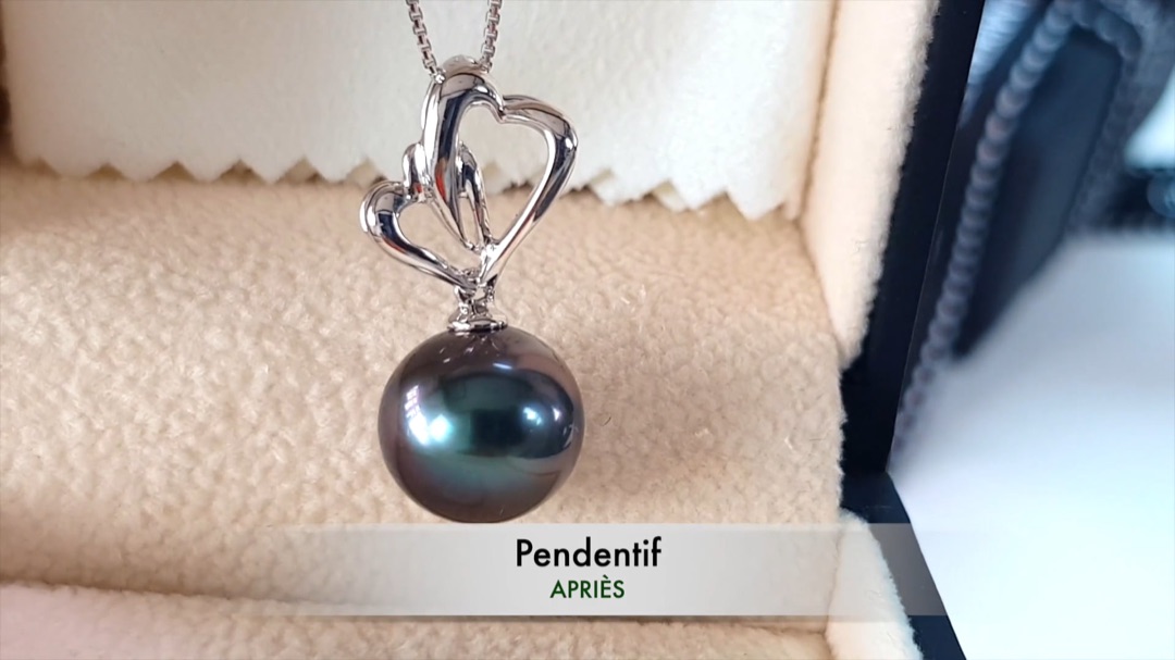 Pendentif Apriès - Or Blanc & Perle de Tahiti 10/11mm, GEMME | Gemperles