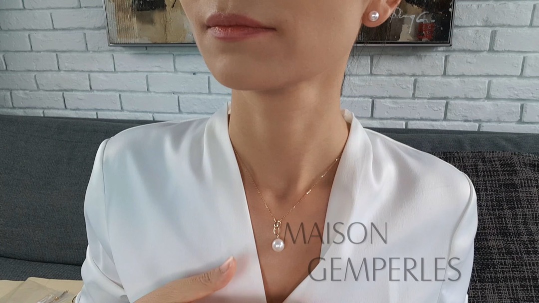 Ciondolo Anelli Liés - Oro Giallo & Perla d'Acqua Dolce 10/10.5mm, AAA | Gemperles