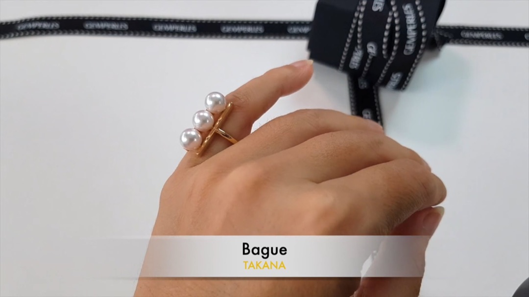 Bague Takana I 3 Perles Akoya Alignées I Gemperles