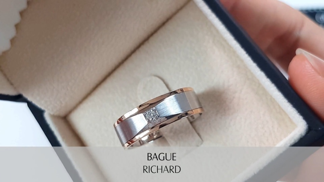 Bague Homme Richard - Or Blanc/Jaune & Diamant | Gemperles