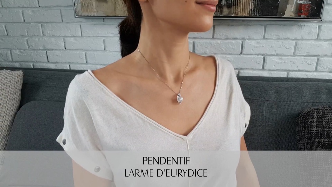 Pendentif Larme d'Eurydice - Or blanc, Diamants & Perle des Mers du Sud | Gemperles