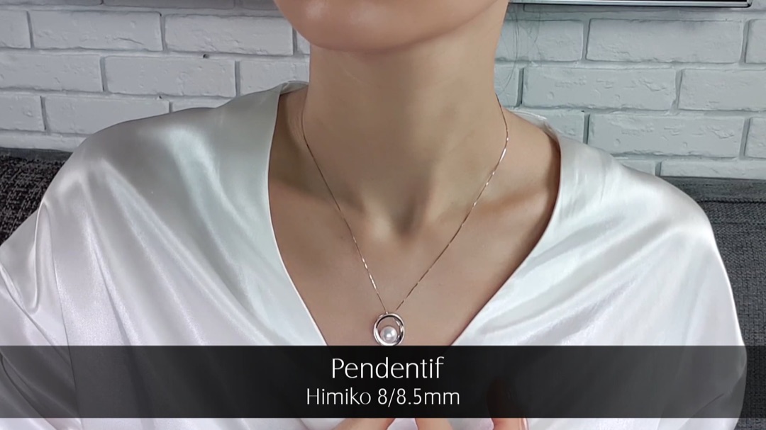 Pendentif Himiko - Or Blanc & Perle Akoya 8/8.5mm, AAA | Gemperles