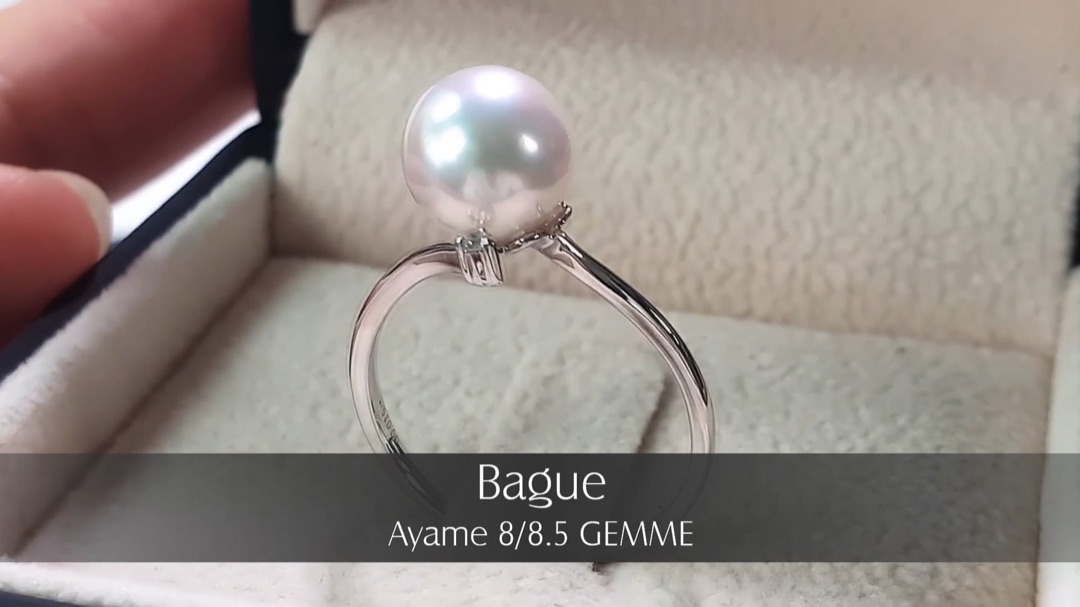 Bague Ayame - Or Blanc, Diamant & Perle Akoya 8/8.5mm GEMME | Gemperles