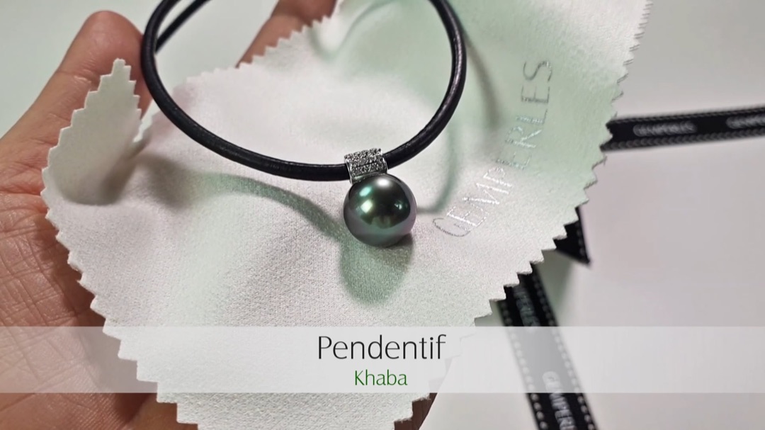 Ciondolo Khaba - Oro Bianco, Diamanti & Perla di Tahiti 12/13mm, GEMME | Gemperles