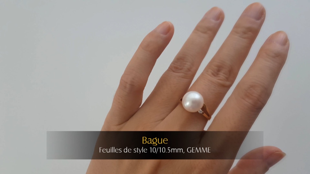 Bague Feuilles de style - Or Jaune & Perles d'Eau Douce 10/10.5mm, GEMME | Gemperles