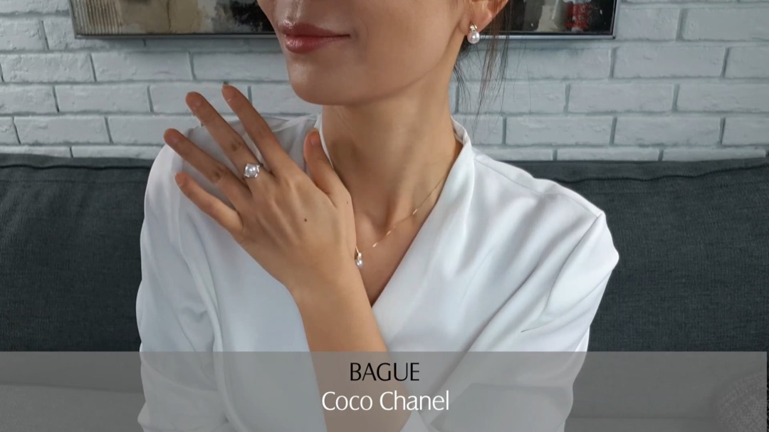 Bague Coco Chanel - Or Blanc & Perle Akoya | Gemperles