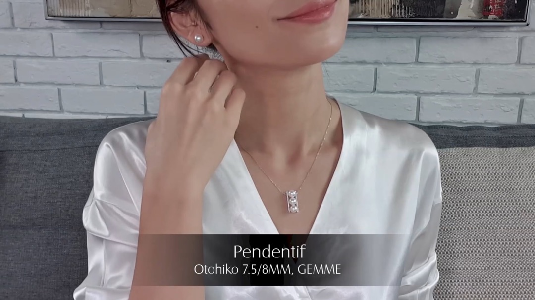 Pendentif Otohiko - Or Blanc, Diamants & Perles Akoya 7.5/8mm, GEMME | Gemperles