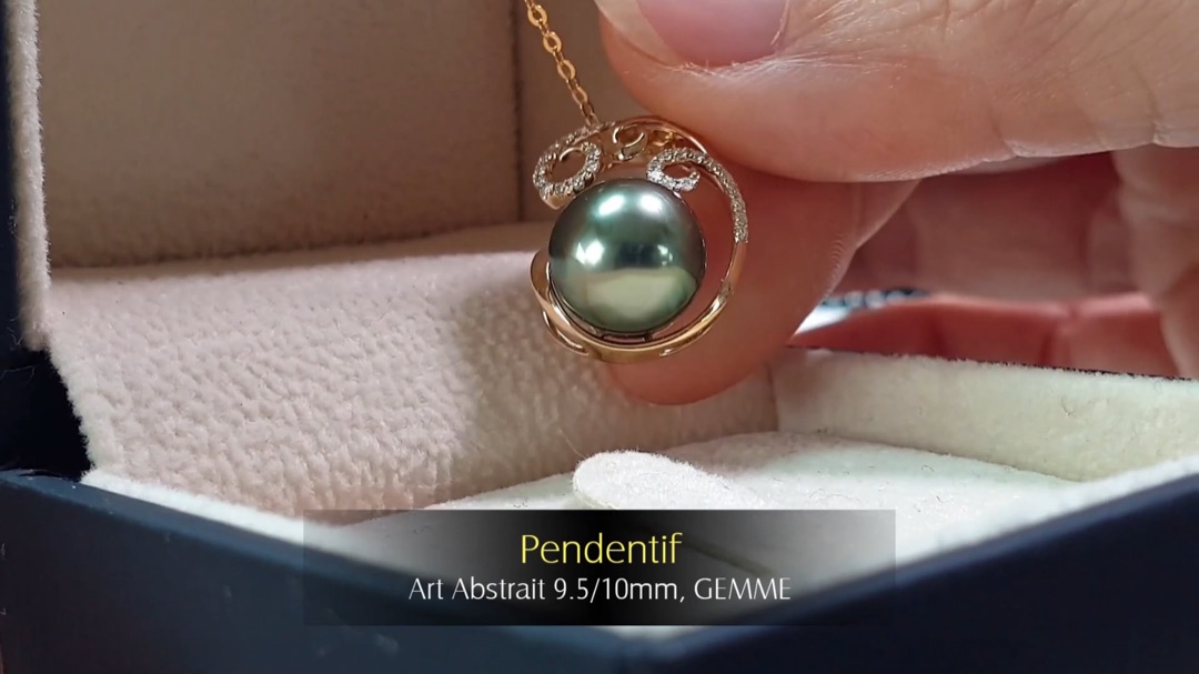 Ciondolo Art Abstrait - Oro Giallo, Diamanti & Perla di Tahiti 9.5/10mm, GEMME | Gemperles
