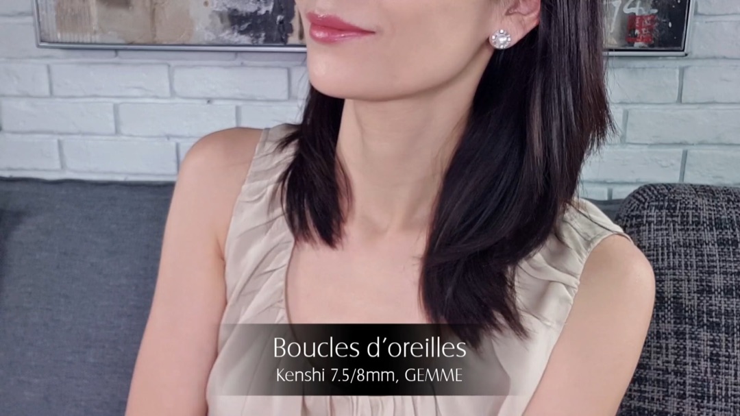 Boucles d'Oreilles Kenshi - Or Blanc, Diamants & Perles Akoya 7.5/8mm, GEMME | Gemperles