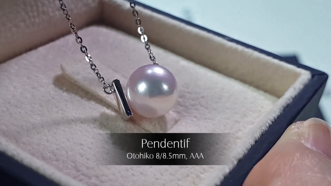 Collier Pendentif Otohiko - Or Blanc & Perle Akoya 8/8.5mm, AAA | Gemperles