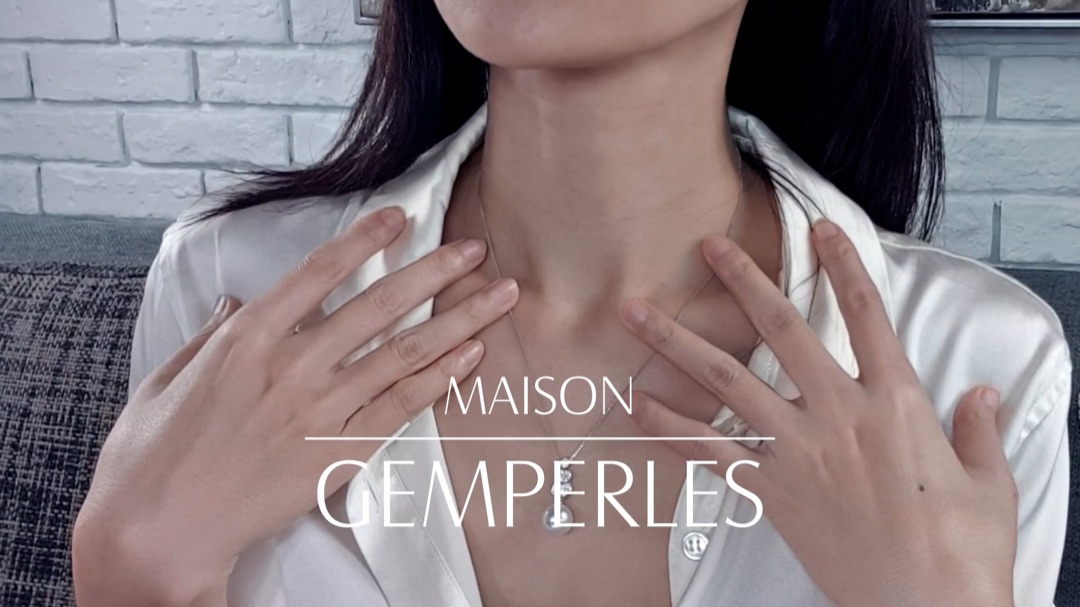 Pendentif îles Maria - Or Blanc, Diamants & Perle des Mers du Sud | Gemperles