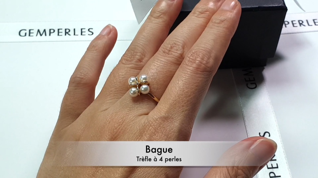 Bague Trèfle à 4 perles - Or Jaune & Perles Akoya | Gemperles