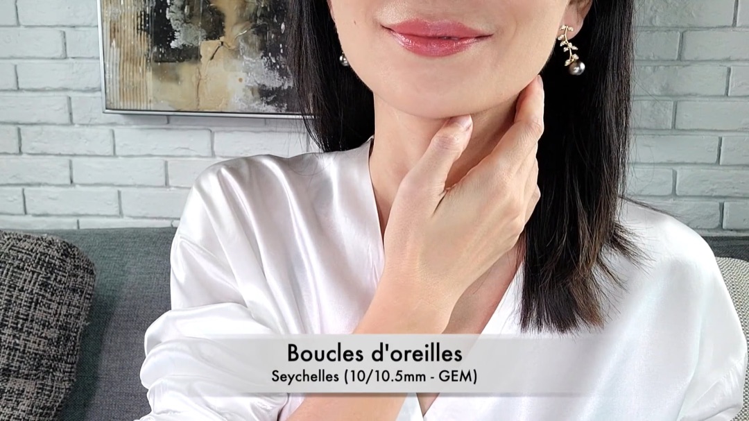 Boucles d'Oreilles Seychelles - Or Jaune, Diamants & Perles de Tahiti | Gemperles