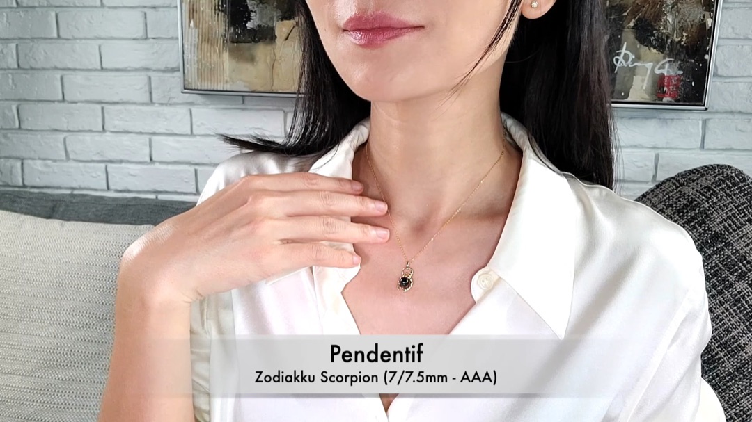 Pendentif Zodiakku Scorpion - Or Jaune, Diamants & Perle Akoya | Gemperles