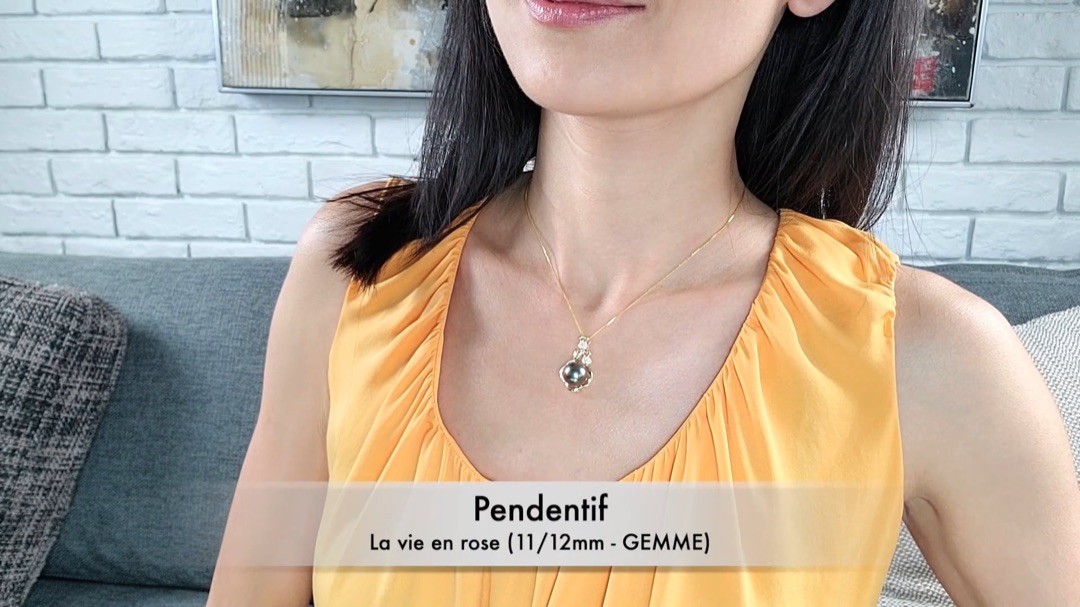 Pendentif La Vie en Rose - Or Jaune, Diamants & Perle de Tahiti | Gemperles