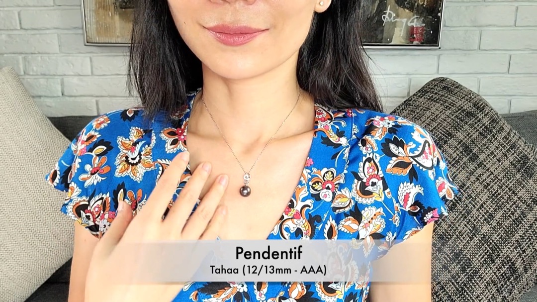 Ciondolo Tahaa - Oro Bianco, Diamanti & Perla di Tahiti| Gemperles