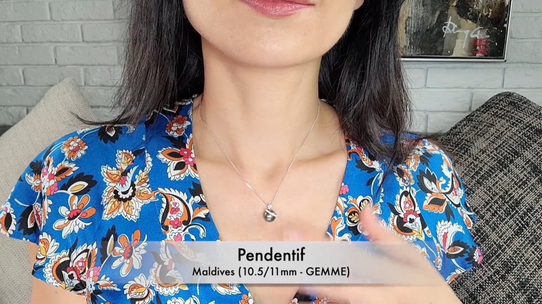 Pendentif Maldives - Or Blanc, Diamants & Perles de Tahiti | Gemperles