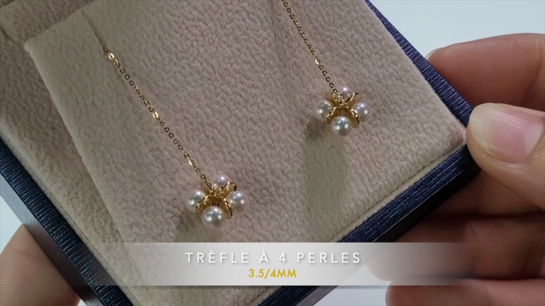 Boucles d'Oreilles Trèfle à 4 perles
